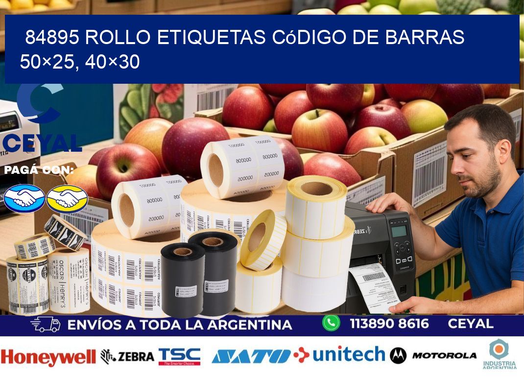 84895 rollo etiquetas código de barras 50×25, 40×30