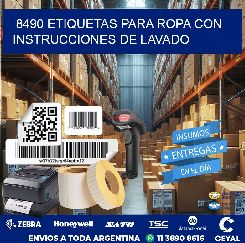 8490 etiquetas para ropa con instrucciones de lavado