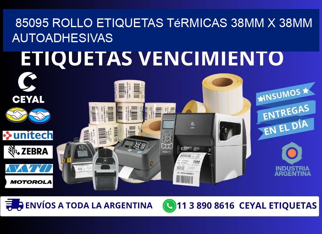 85095 Rollo Etiquetas Térmicas 38mm X 38mm Autoadhesivas