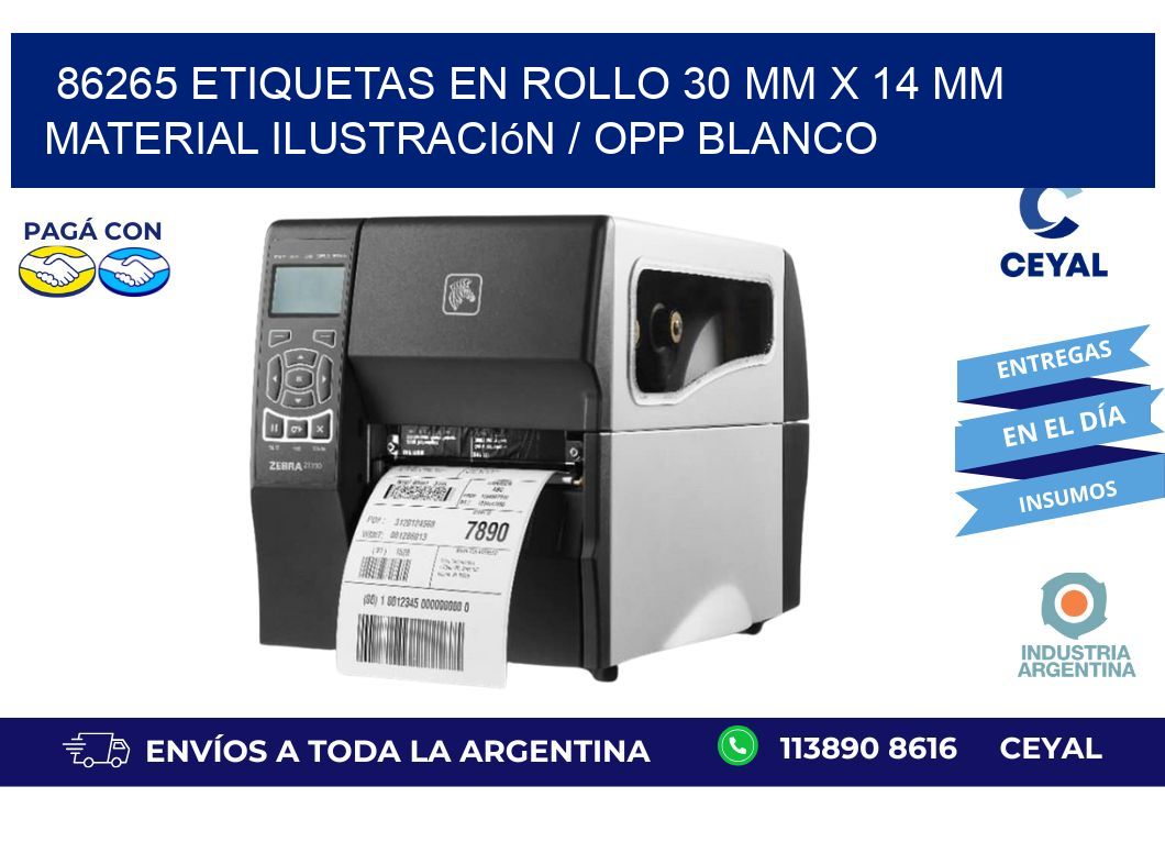 86265 Etiquetas en rollo 30 mm x 14 mm material Ilustración / OPP Blanco