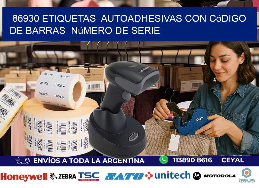 86930 etiquetas autoadhesivas con código de barras número de serie