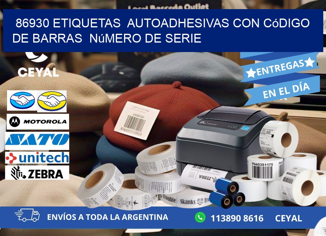 86930 etiquetas autoadhesivas con código de barras número de serie