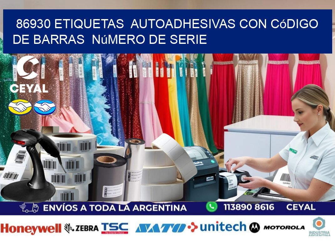 86930 etiquetas  autoadhesivas con código de barras  número de serie