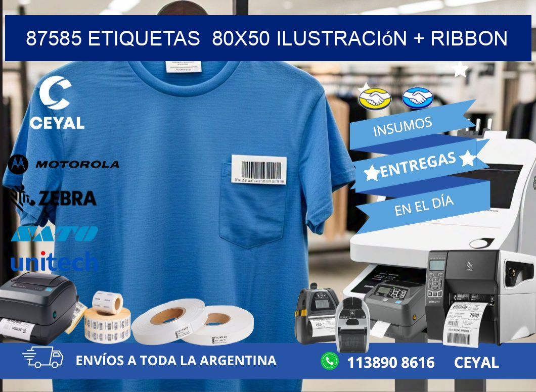 87585 etiquetas  80×50 ilustración + ribbon