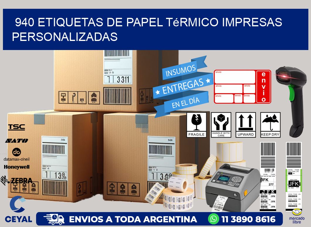 940 Etiquetas de papel térmico impresas personalizadas