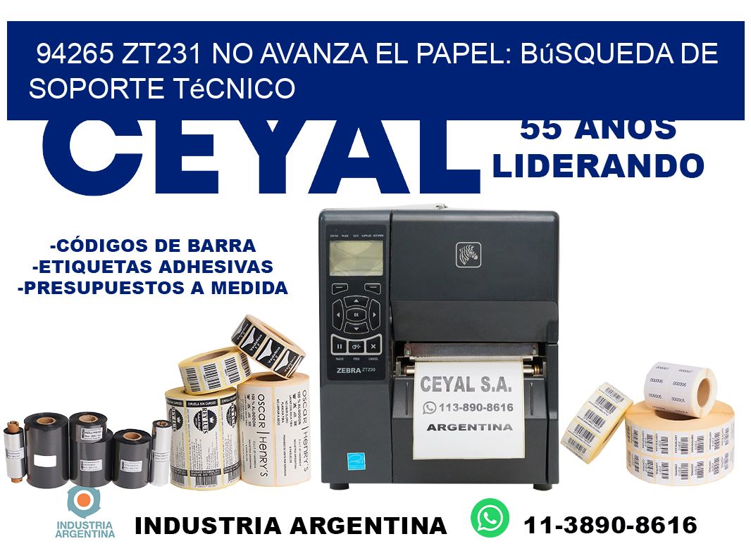 94265 zt231 no avanza el papel: búsqueda de soporte técnico