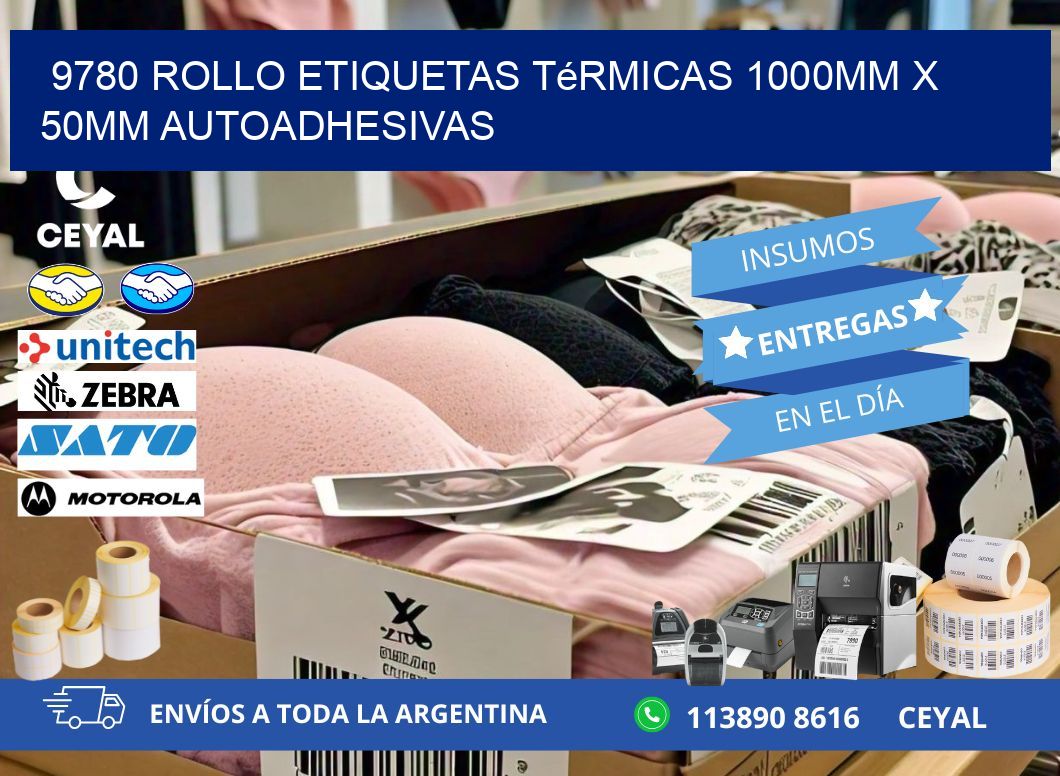 9780 Rollo Etiquetas Térmicas 1000mm X 50mm Autoadhesivas