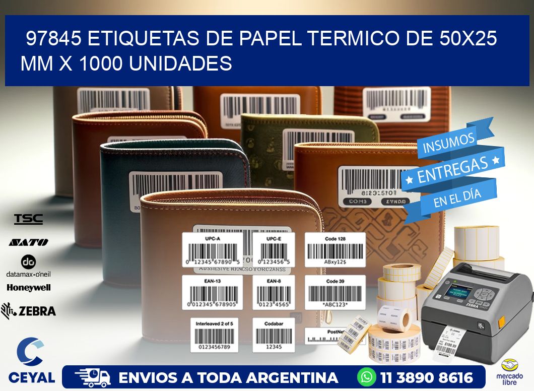 97845 Etiquetas De Papel Termico De 50x25 Mm X 1000 Unidades