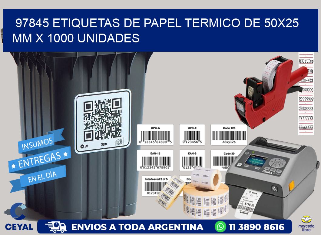 97845 Etiquetas De Papel Termico De 50×25 Mm X 1000 Unidades