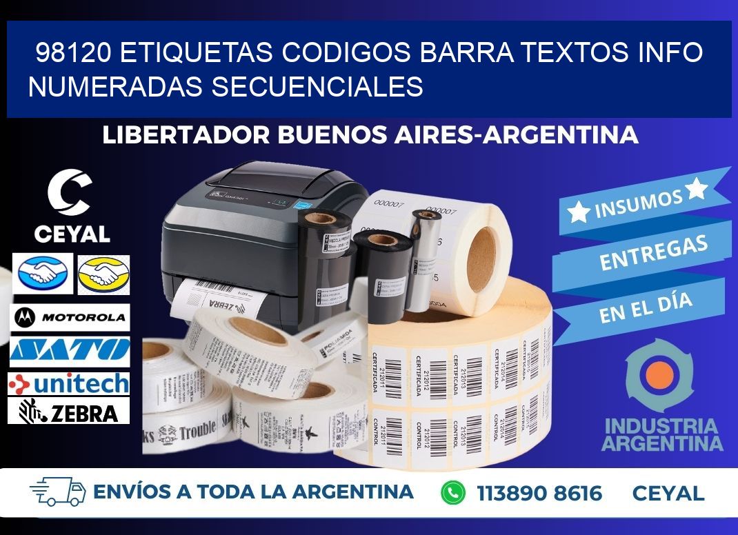 98120 Etiquetas Codigos Barra Textos Info Numeradas Secuenciales