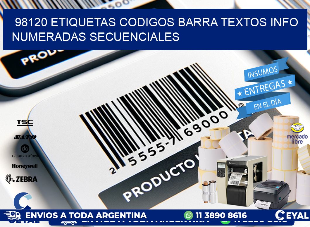 98120 Etiquetas Codigos Barra Textos Info Numeradas Secuenciales