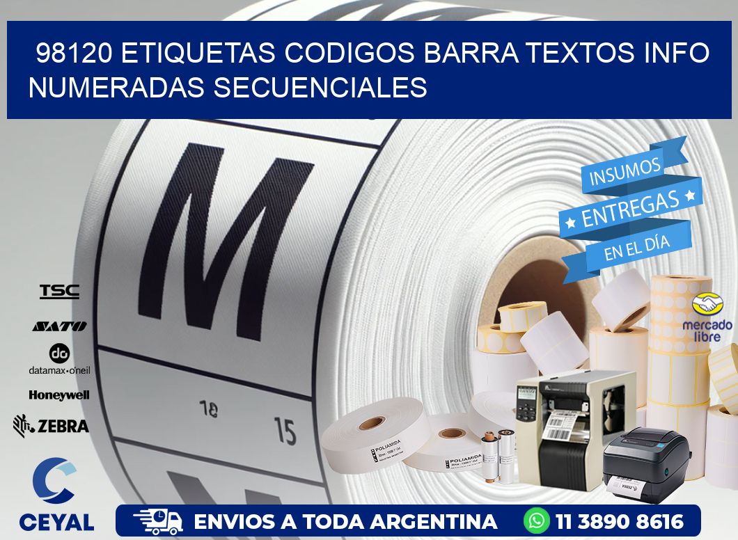 98120 Etiquetas Codigos Barra Textos Info Numeradas Secuenciales