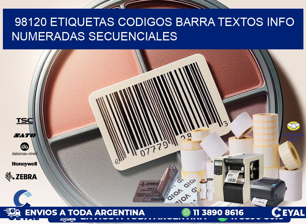 98120 Etiquetas Codigos Barra Textos Info Numeradas Secuenciales