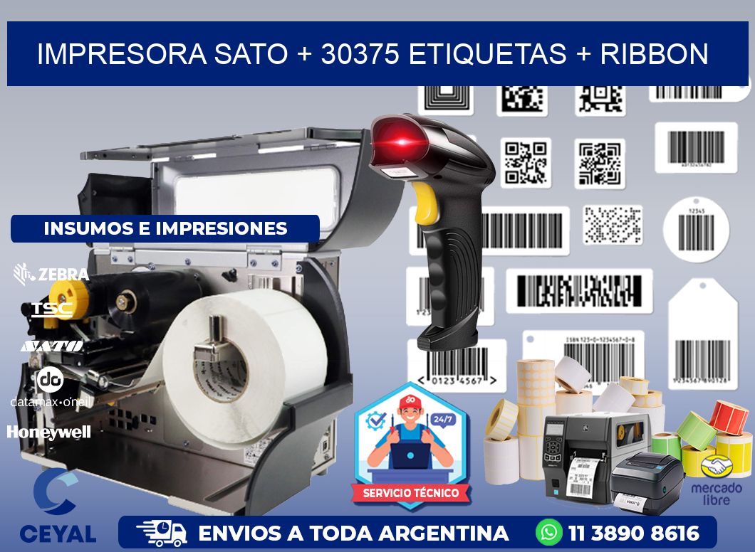 impresora SATO + 30375 etiquetas + ribbon