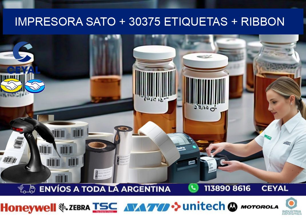 impresora SATO + 30375 etiquetas + ribbon