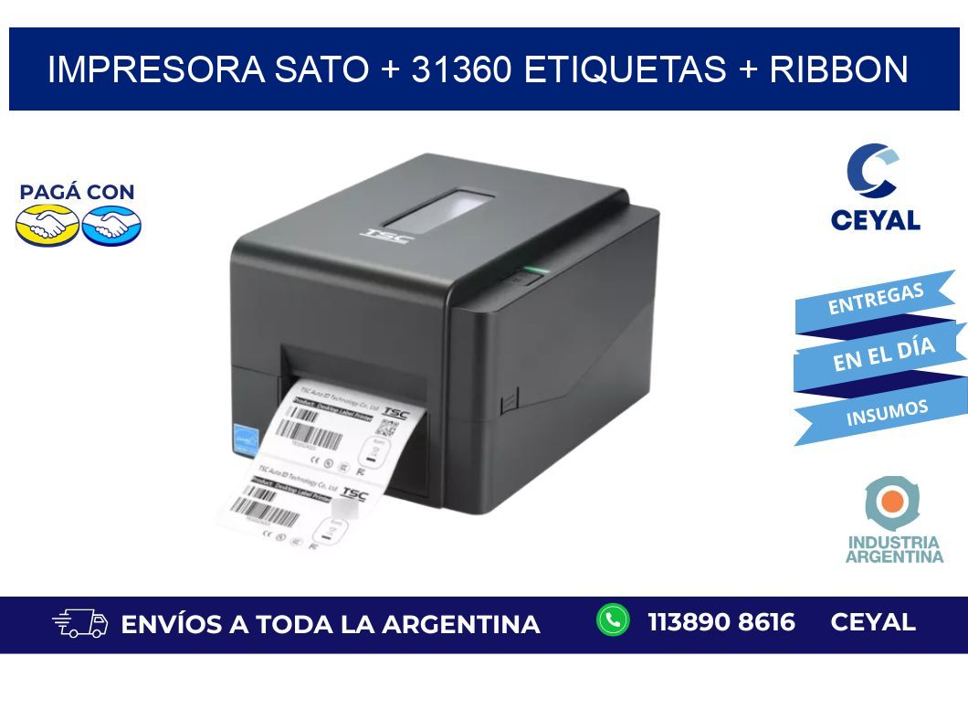 impresora SATO + 31360 etiquetas + ribbon