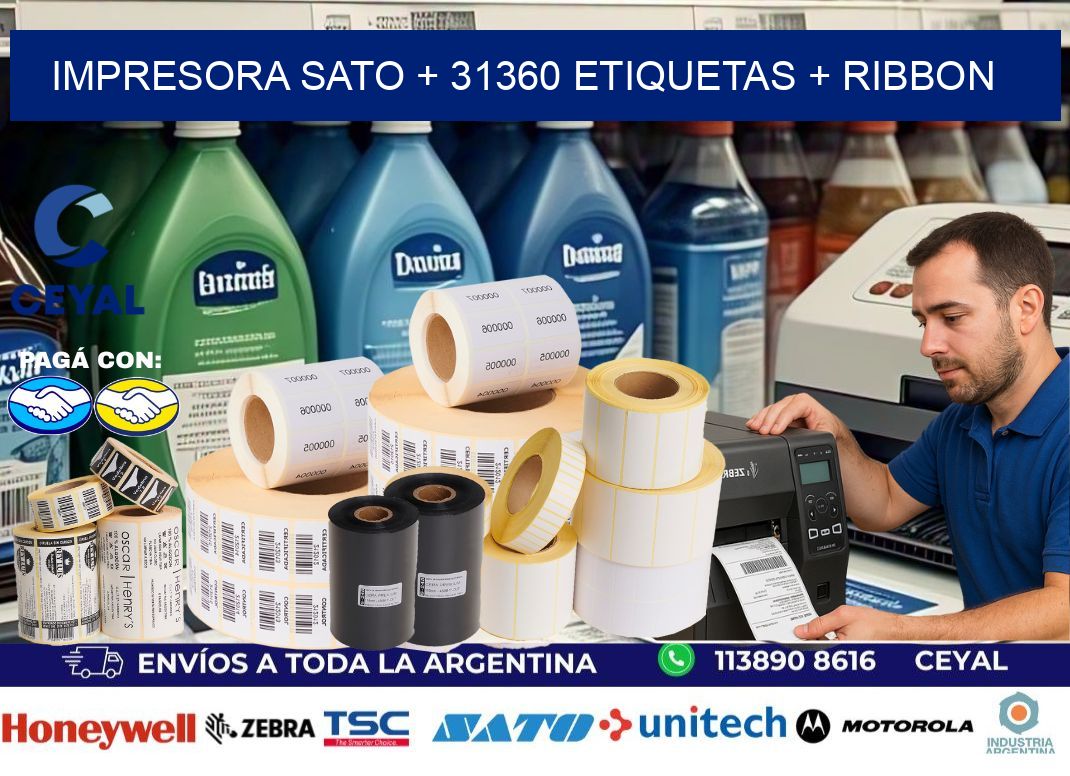 impresora SATO + 31360 etiquetas + ribbon
