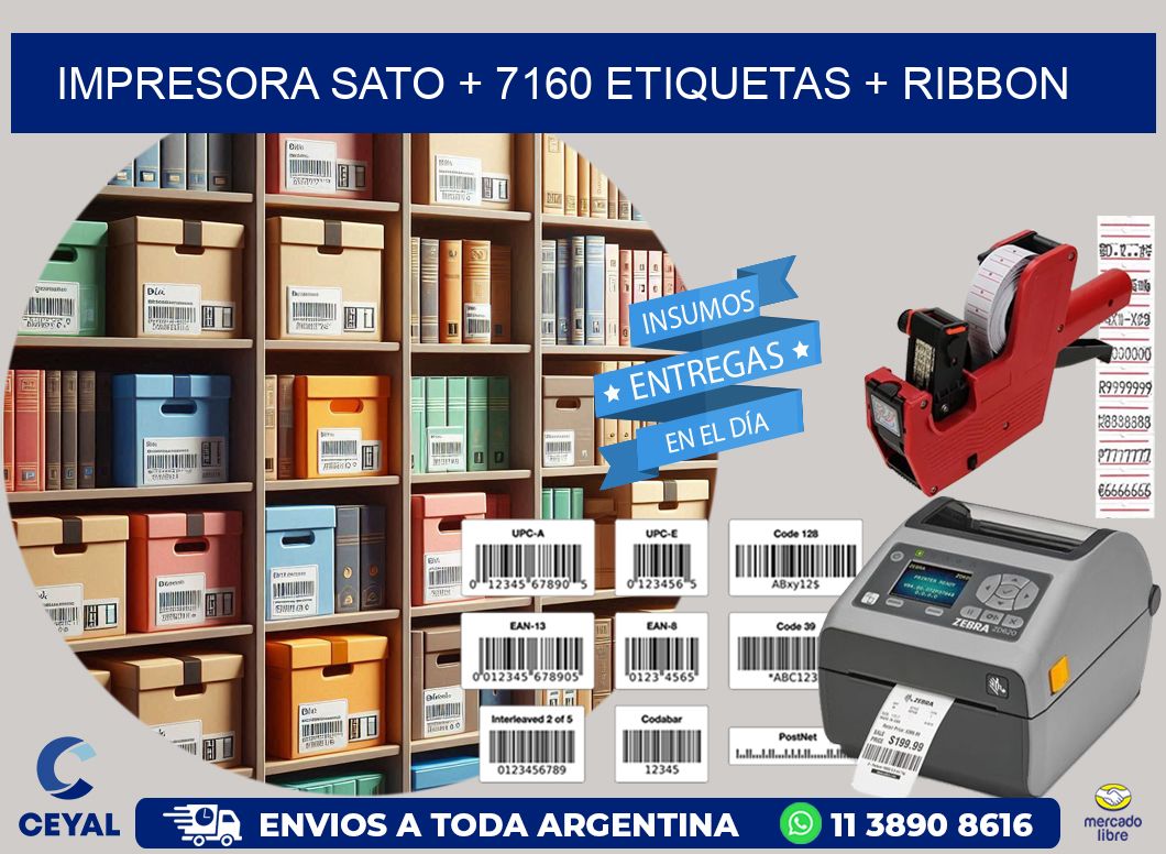 impresora SATO + 7160 etiquetas + ribbon