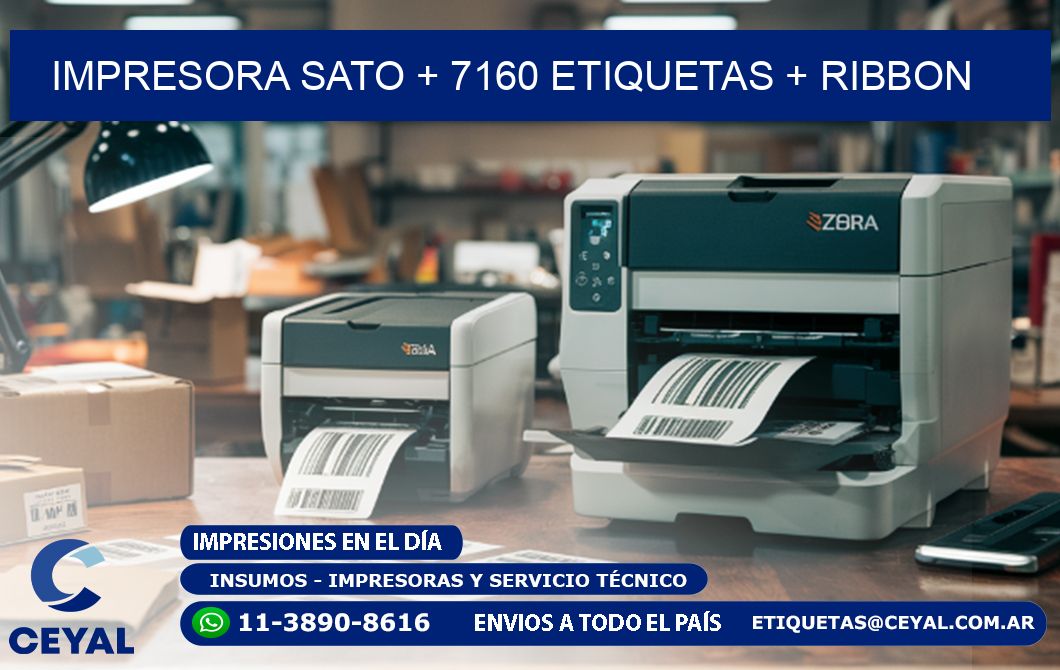 impresora SATO + 7160 etiquetas + ribbon