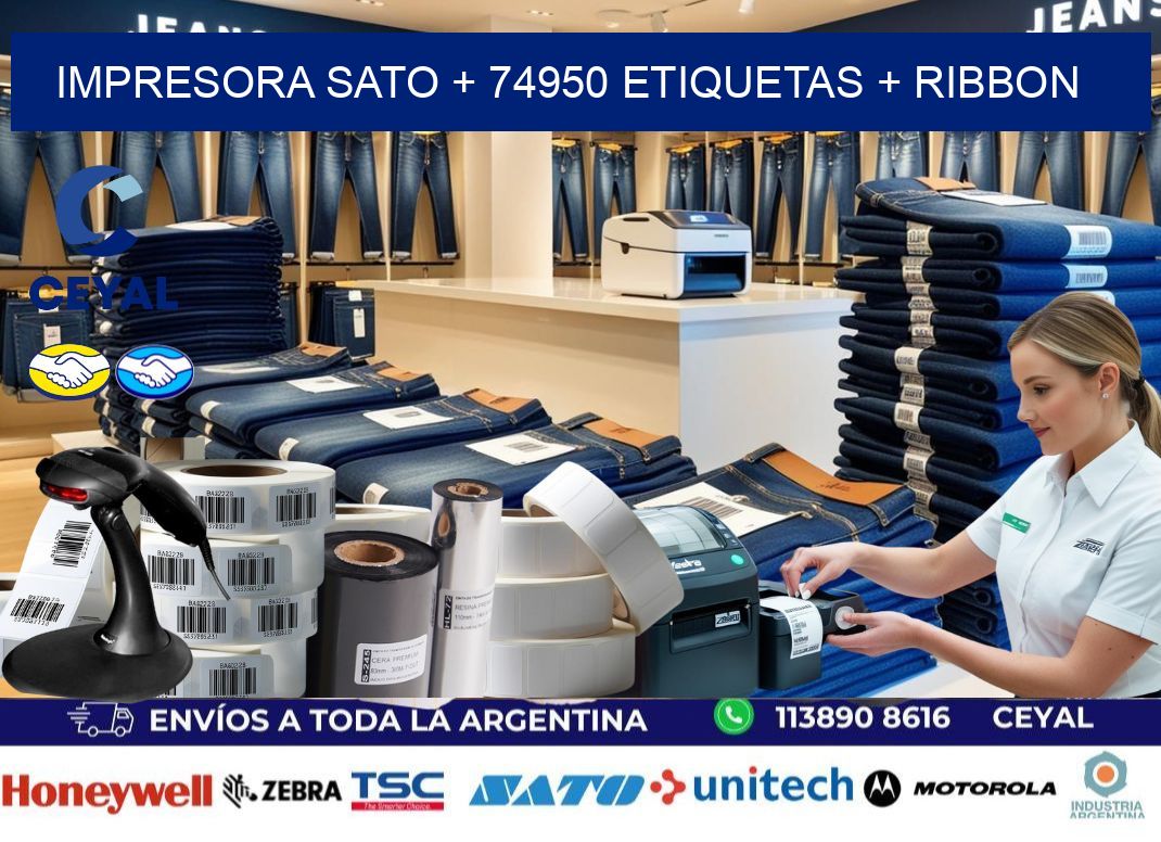 impresora SATO + 74950 etiquetas + ribbon