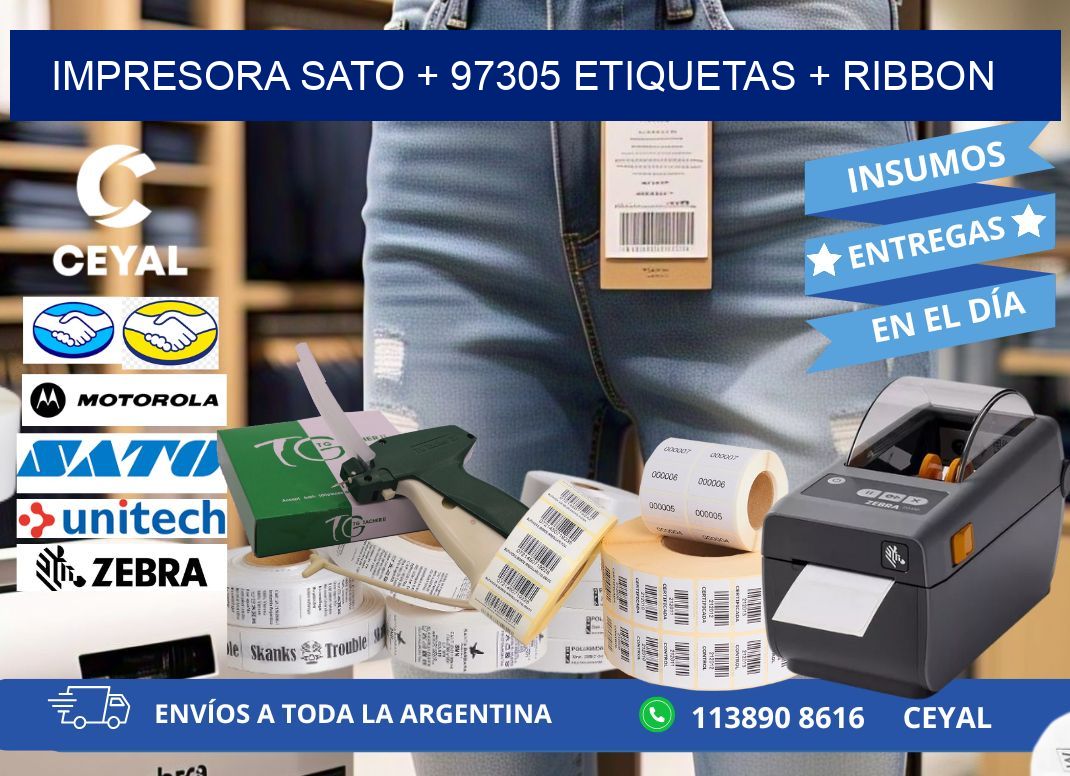 impresora SATO + 97305 etiquetas + ribbon