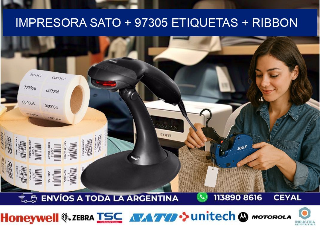 impresora SATO + 97305 etiquetas + ribbon