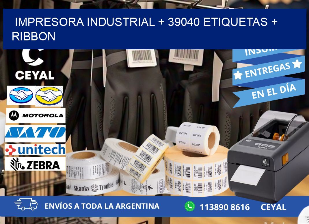 impresora industrial + 39040 etiquetas + ribbon