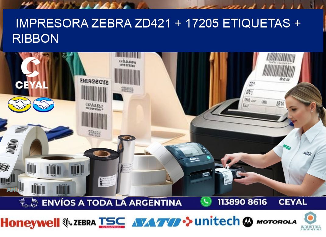 impresora zebra zd421 + 17205 etiquetas + ribbon