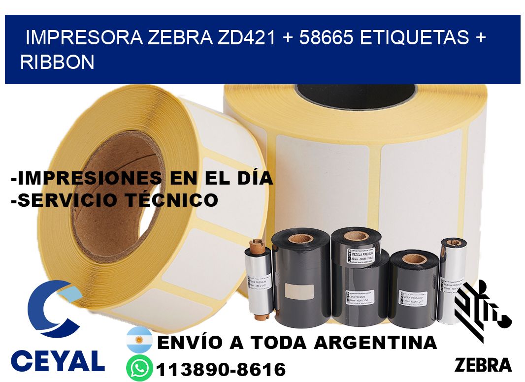 impresora zebra zd421 + 58665 etiquetas + ribbon