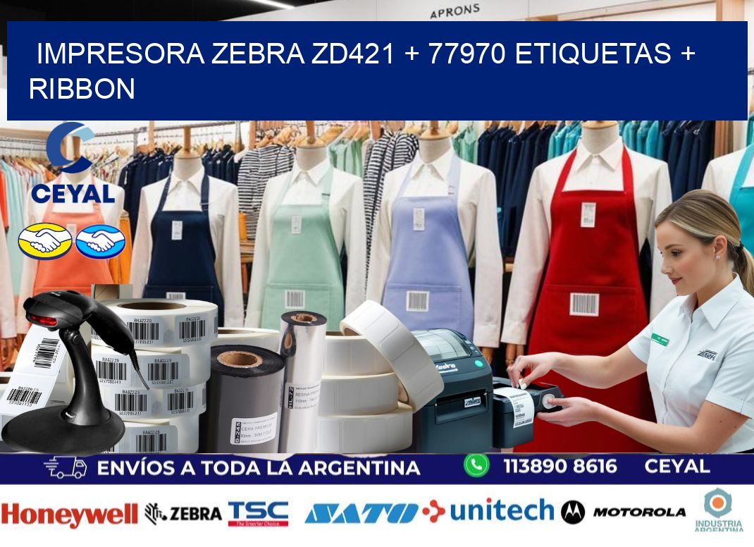impresora zebra zd421 + 77970 etiquetas + ribbon