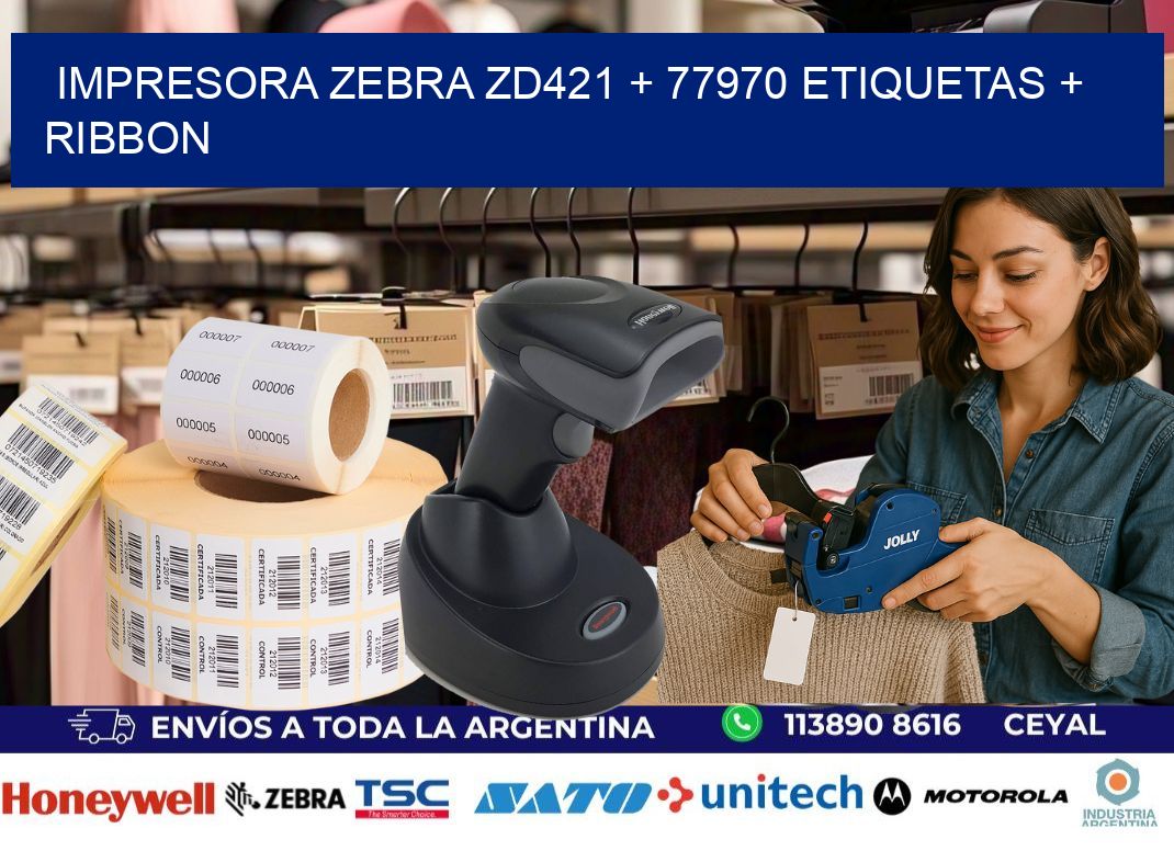 impresora zebra zd421 + 77970 etiquetas + ribbon