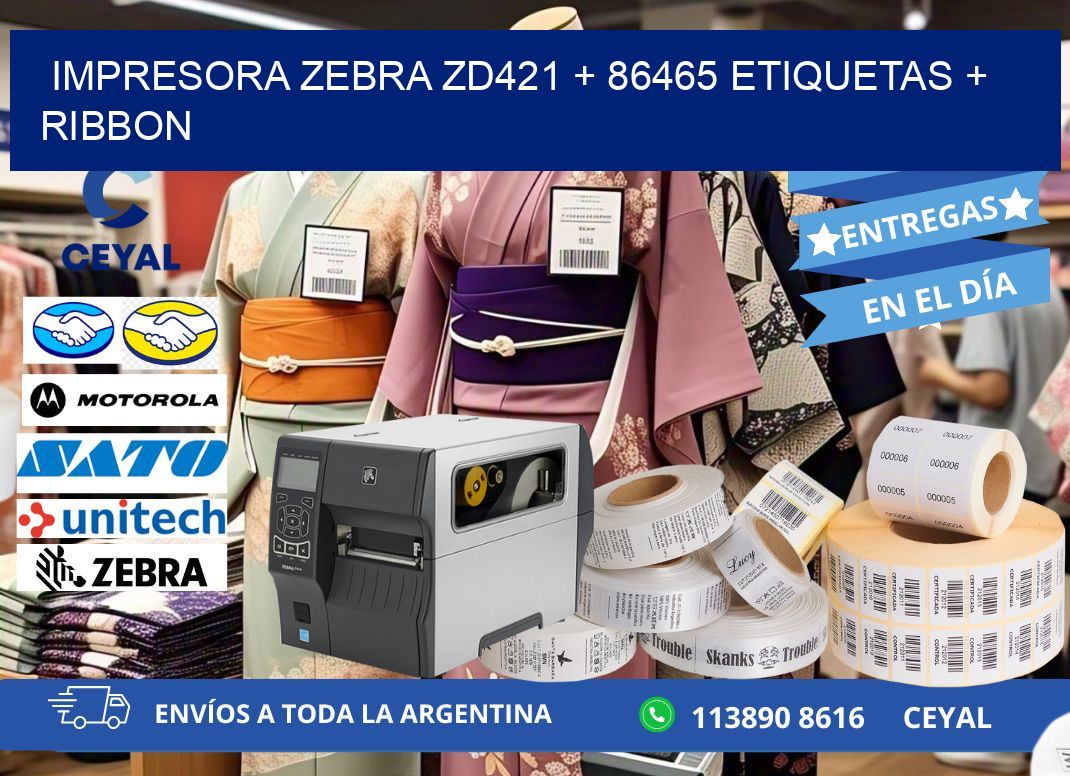 impresora zebra zd421 + 86465 etiquetas + ribbon