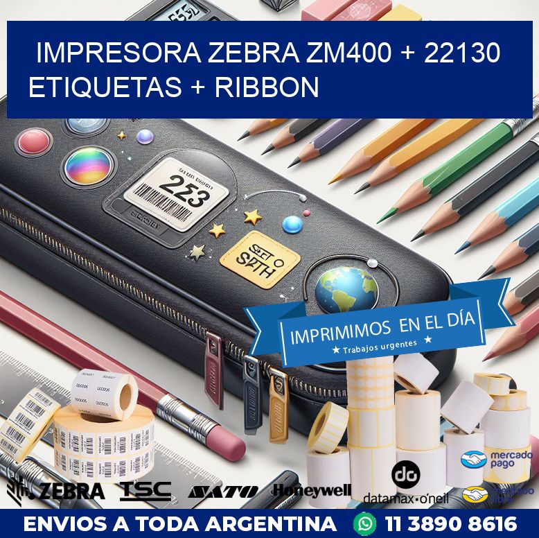impresora zebra zm400 + 22130 etiquetas + ribbon