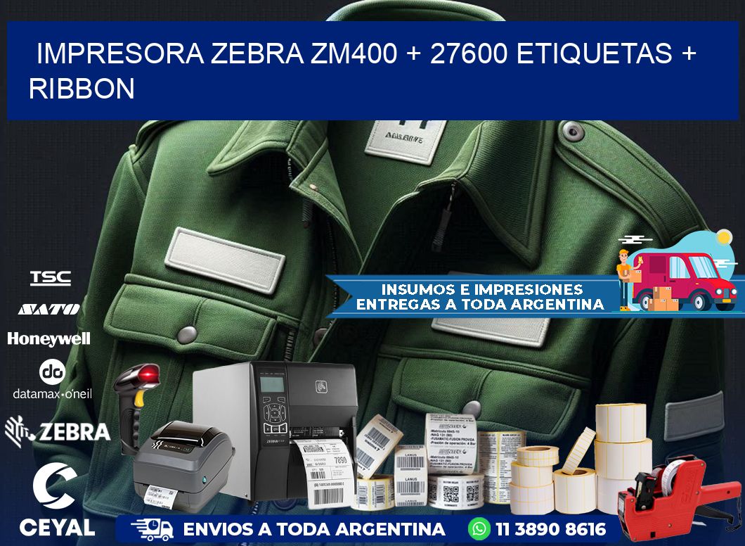 impresora zebra zm400 + 27600 etiquetas + ribbon
