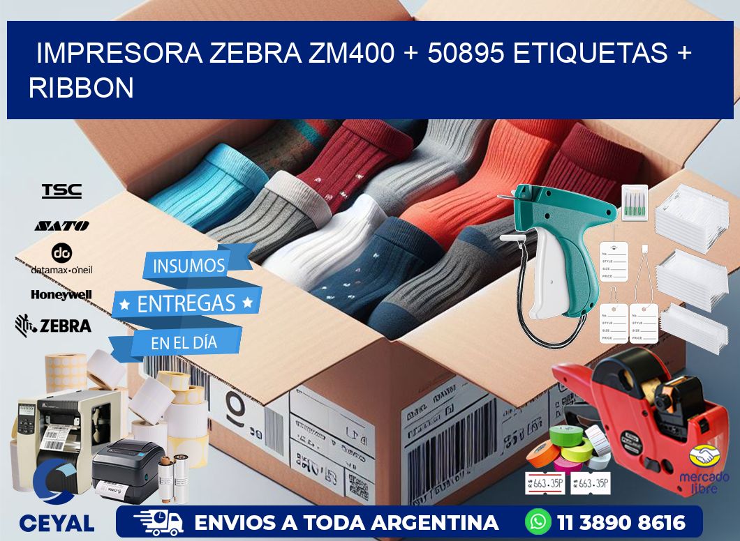impresora zebra zm400 + 50895 etiquetas + ribbon