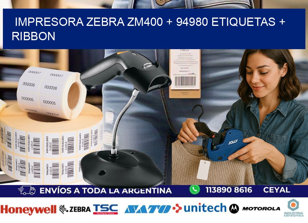 impresora zebra zm400 + 94980 etiquetas + ribbon