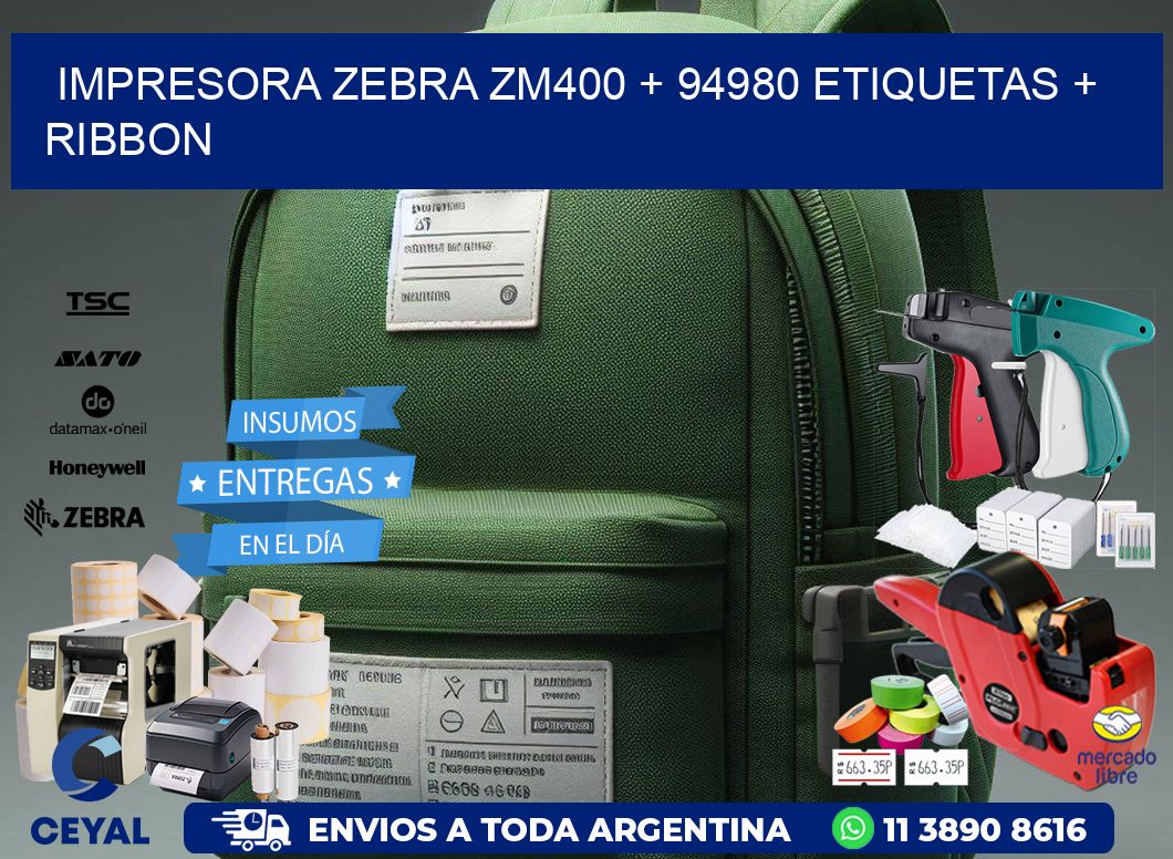 impresora zebra zm400 + 94980 etiquetas + ribbon