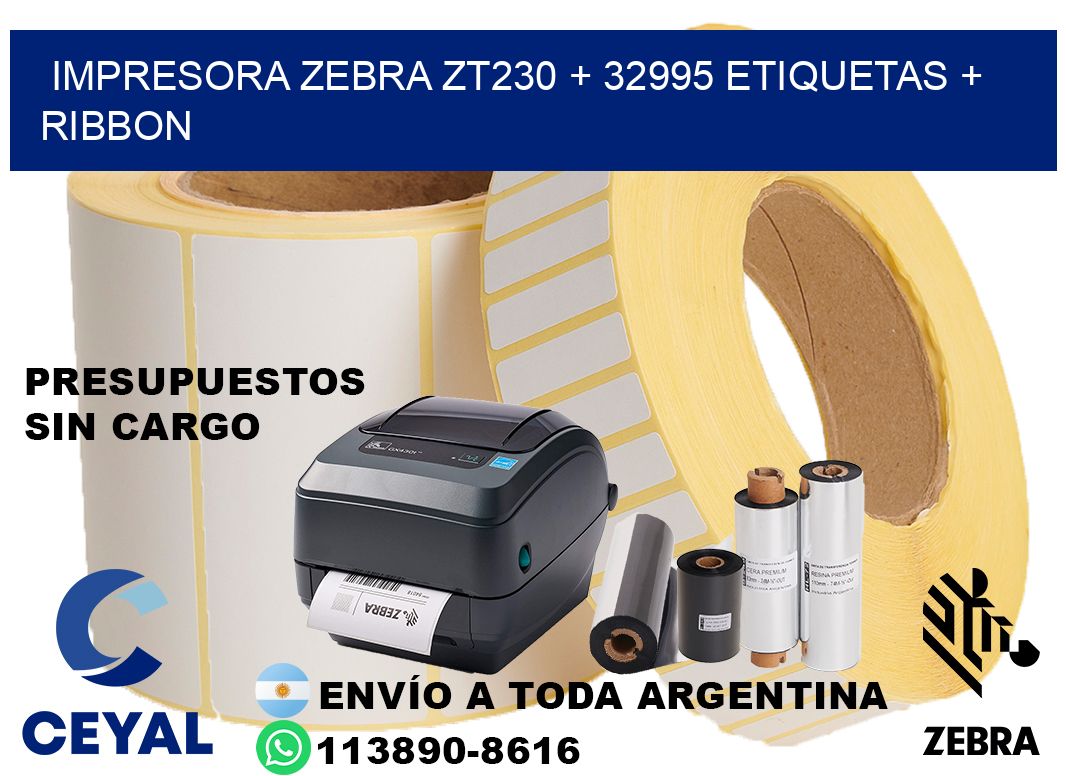 impresora zebra zt230 + 32995 etiquetas + ribbon