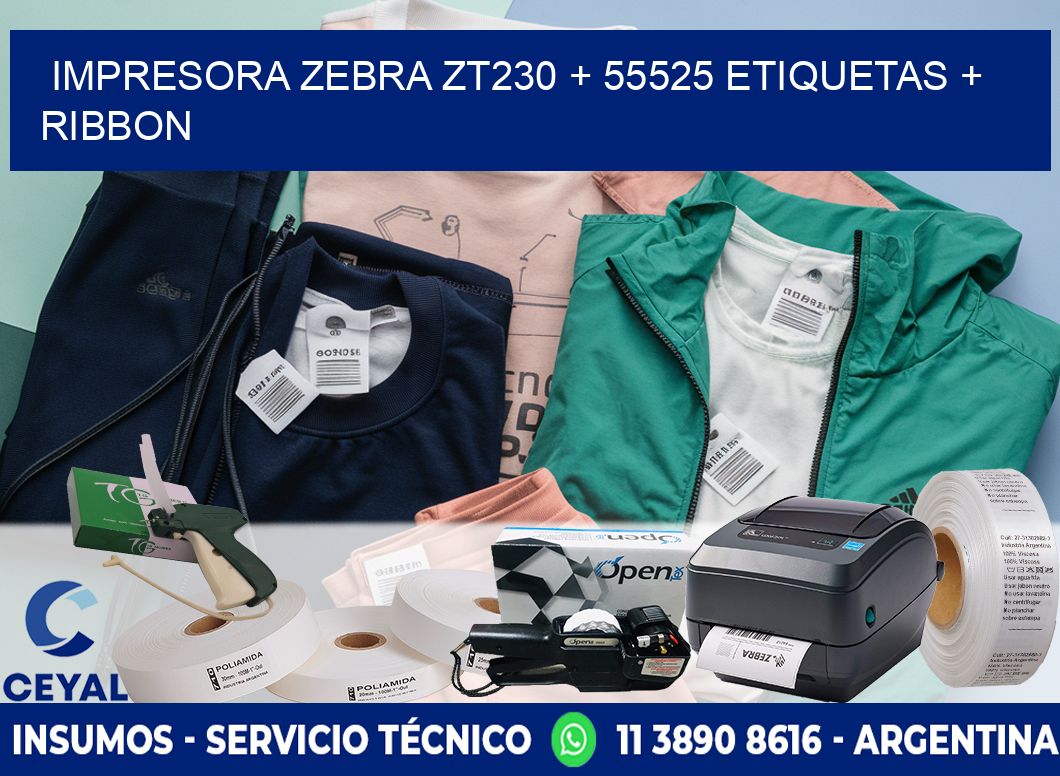 impresora zebra zt230 + 55525 etiquetas + ribbon