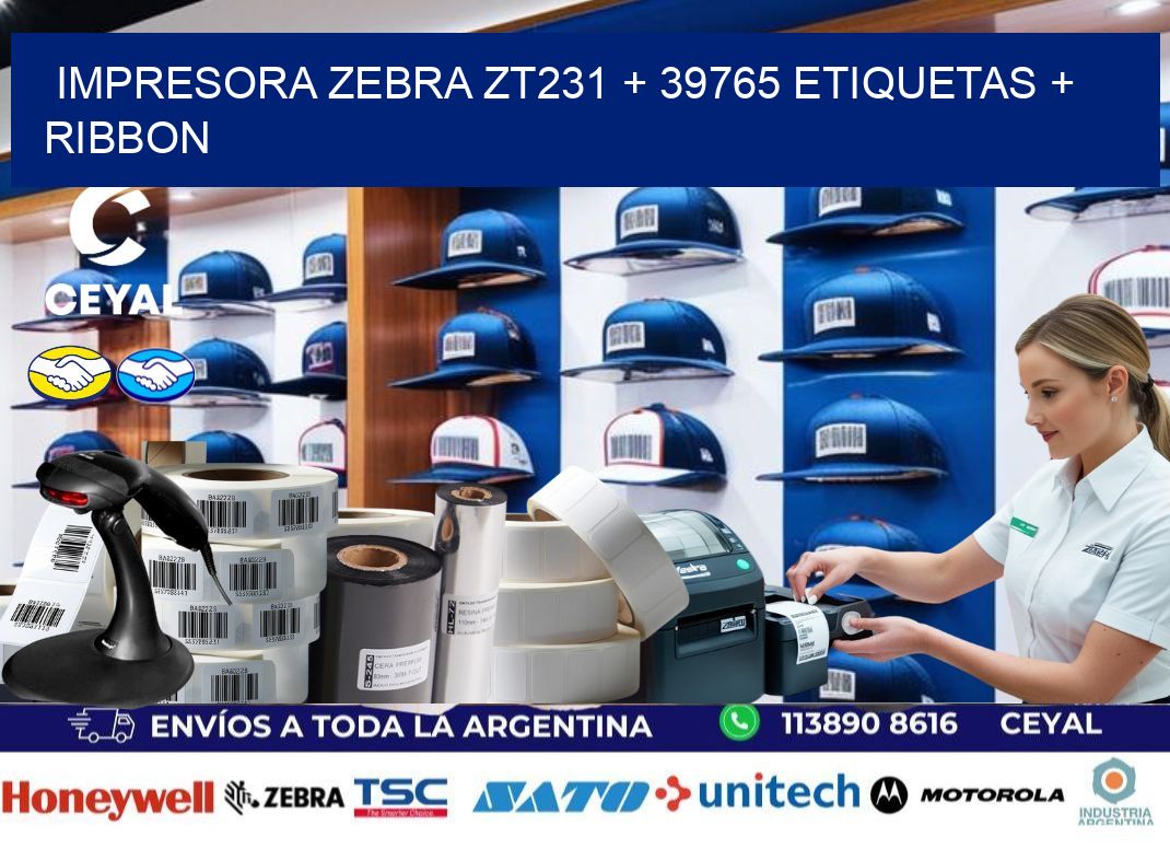 impresora zebra zt231 + 39765 etiquetas + ribbon