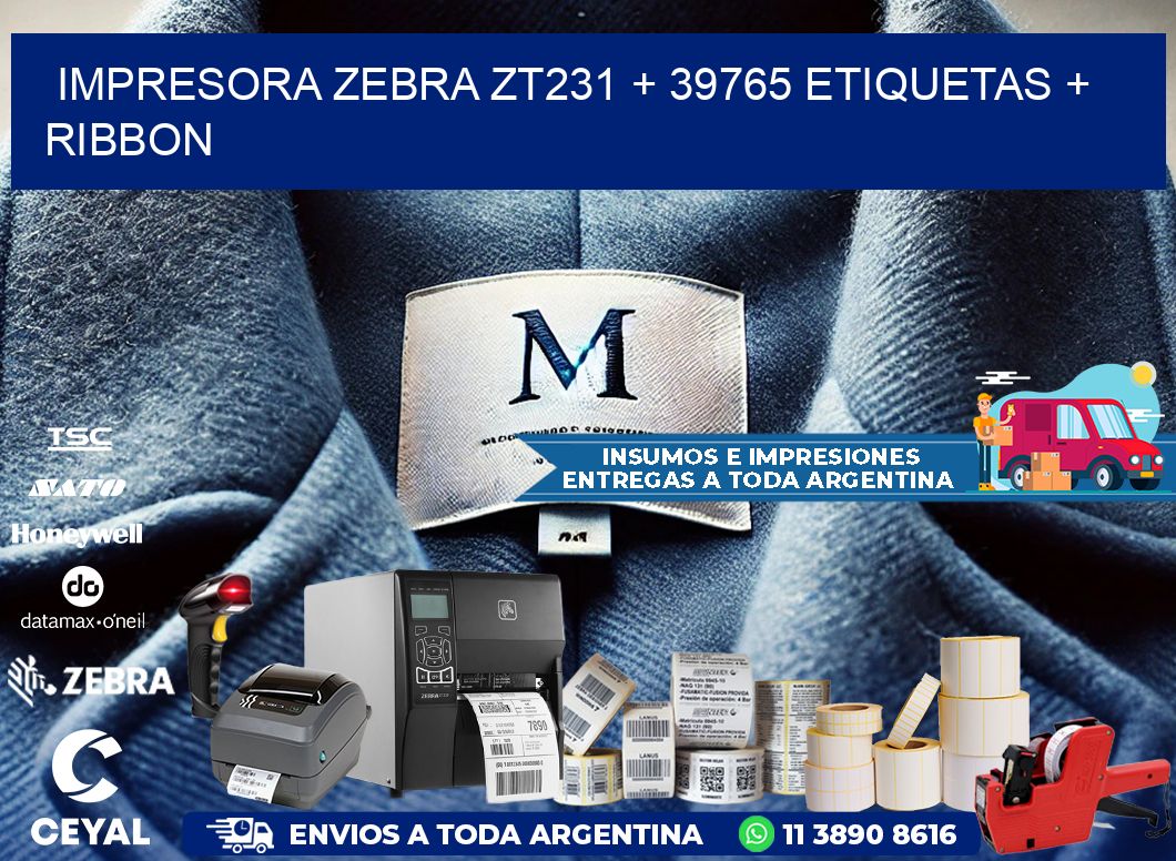 impresora zebra zt231 + 39765 etiquetas + ribbon