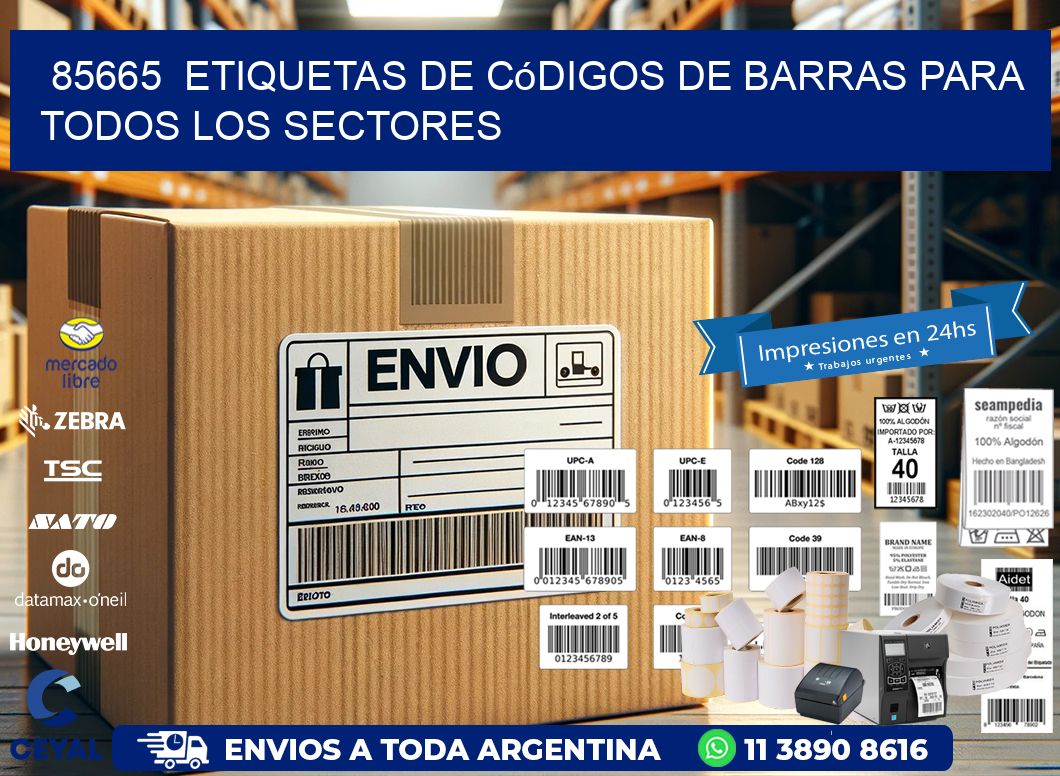 ️85665  Etiquetas de Códigos de Barras para Todos los Sectores