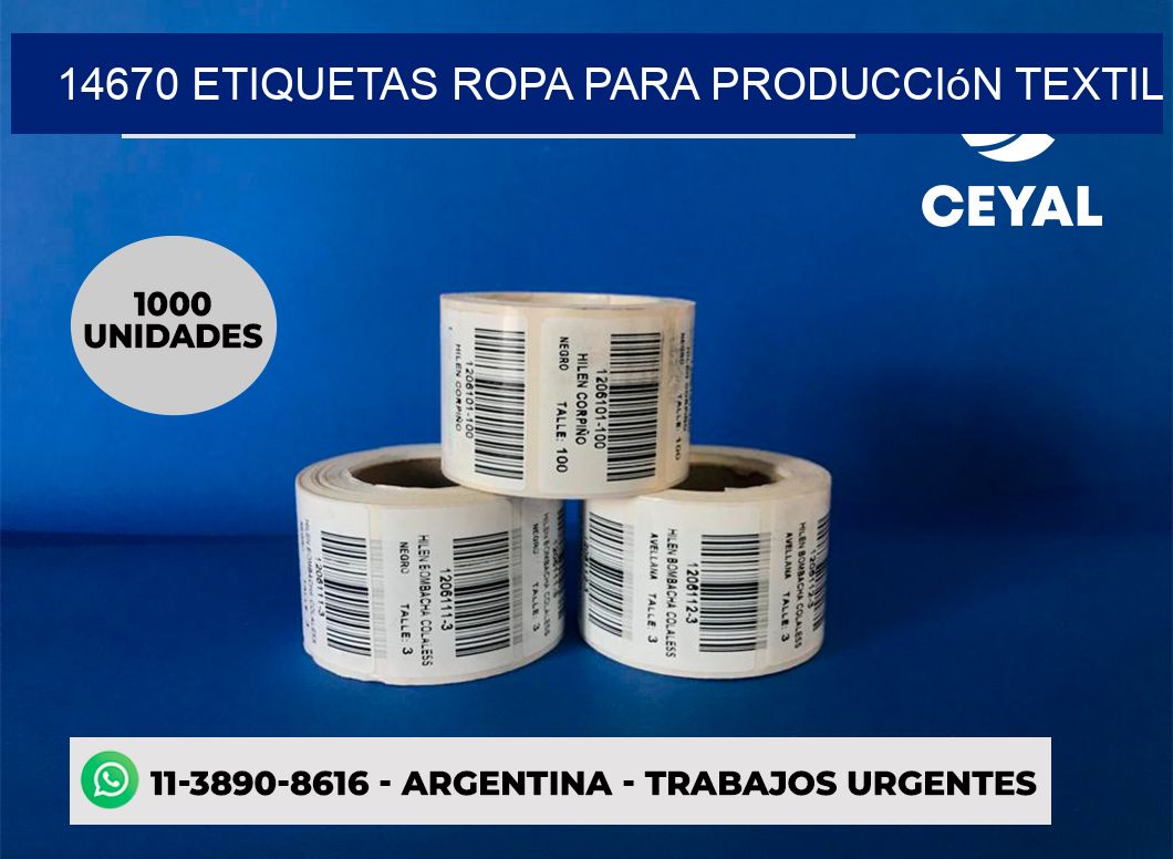 14670 Etiquetas ropa para producción textil