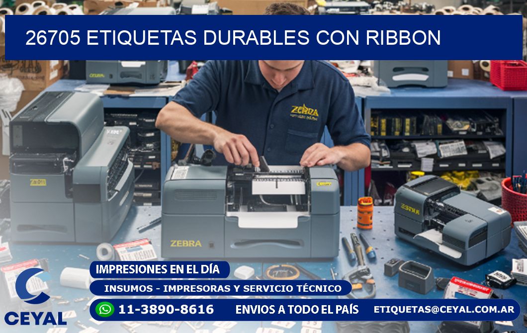 26705 etiquetas durables con ribbon