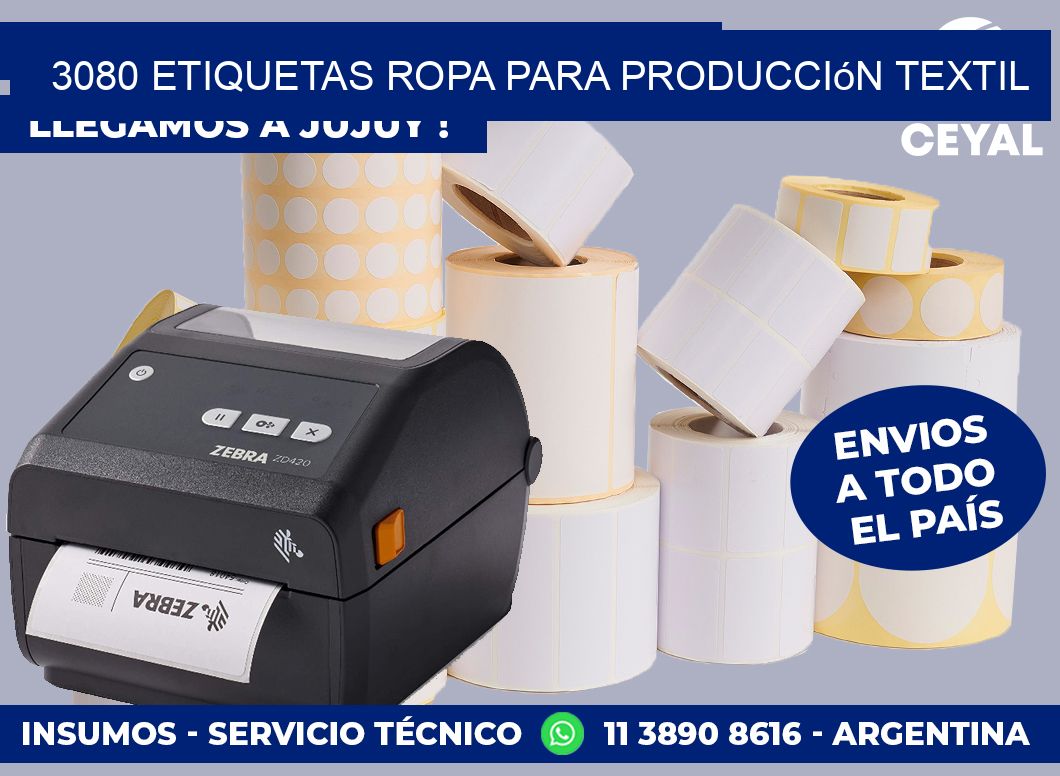 3080 Etiquetas ropa para producción textil