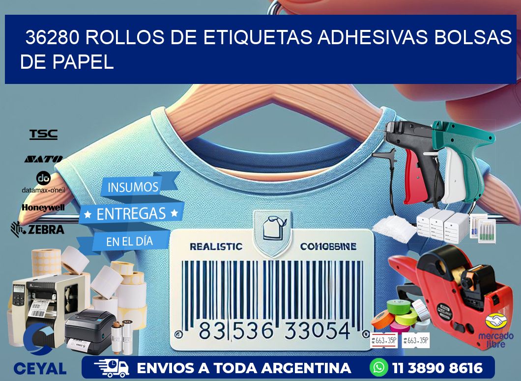 36280 rollos de etiquetas adhesivas bolsas de papel