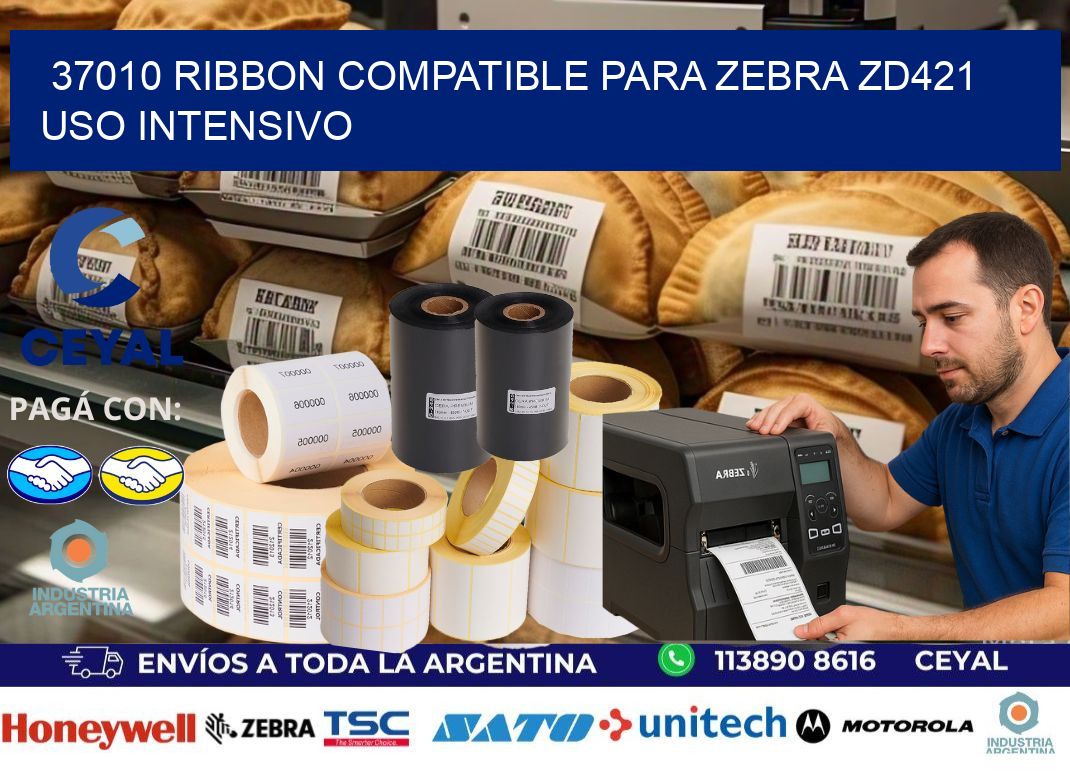 37010 ribbon compatible para zebra zd421 uso intensivo