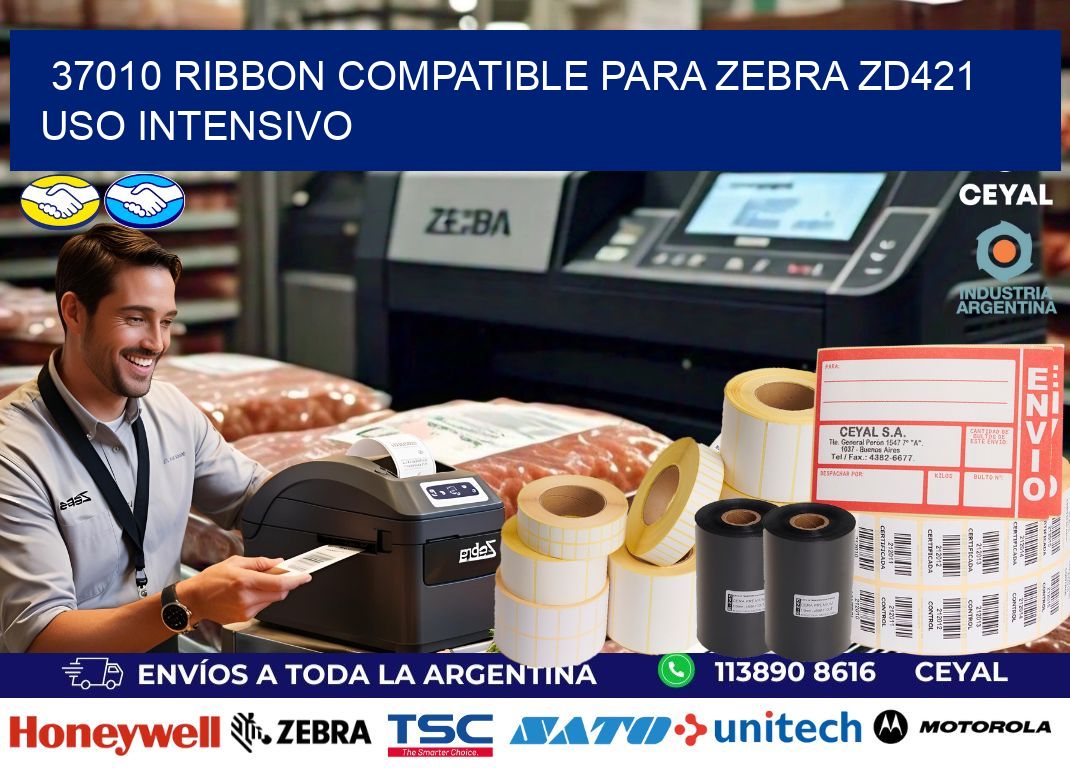 37010 ribbon compatible para zebra zd421 uso intensivo