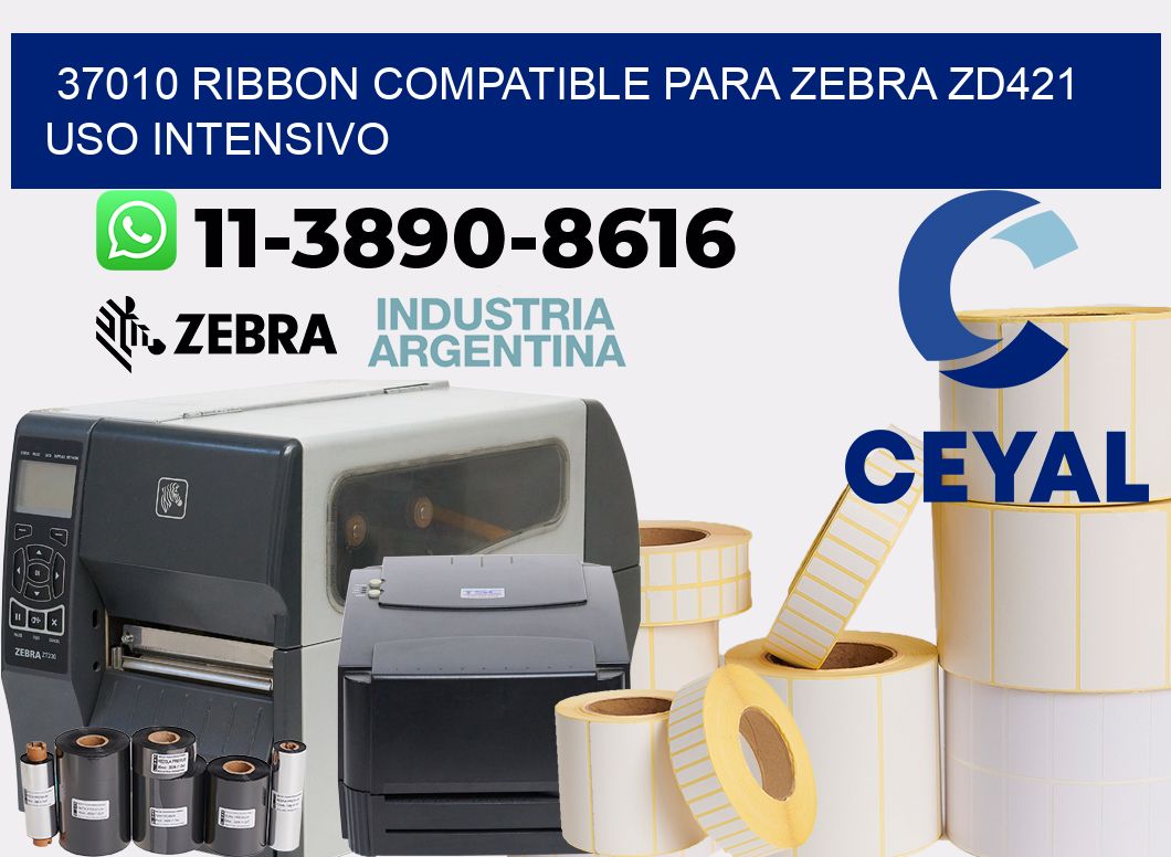 37010 ribbon compatible para zebra zd421 uso intensivo
