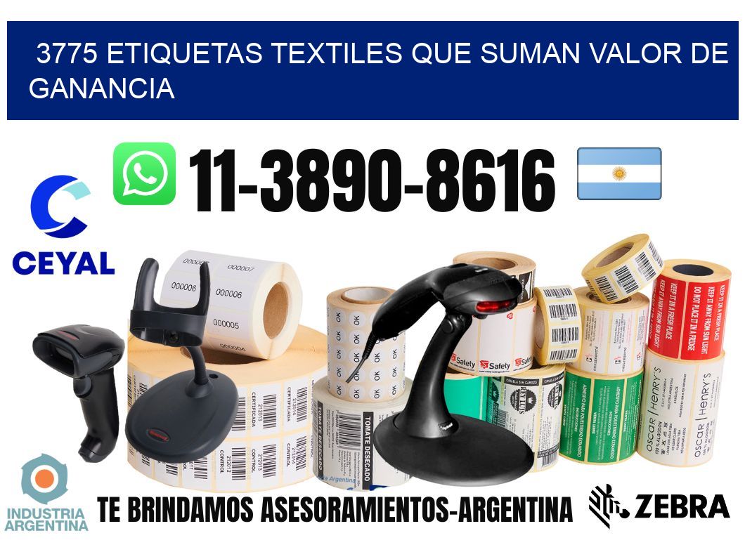 3775 Etiquetas textiles que suman valor de ganancia